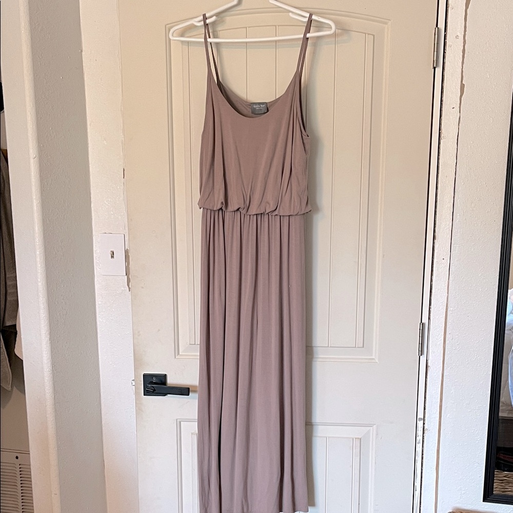 Olivia Rae Soft Taupe Midi Dress